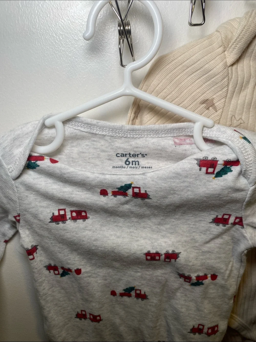 Carter's and Cloud Island Red, White & Beige Long-Sleeve Baby Bodysuit Set
